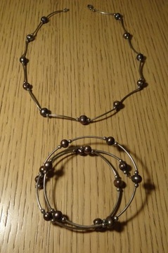Naszyjnik i bransoletka zestaw, metal
