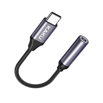Адаптер для наушников USB Type C на мини-джек 3,5 мм ЧЕРНЫЙ 12 см ПРОЧНЫЙ