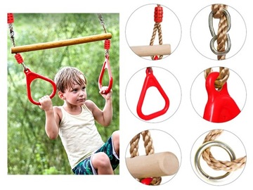 САДОВЫЕ КАЧЕЛИ ГИМНАСТИЧЕСКАЯ ТРАПЕЦИЯ ДЛЯ ДЕТЕЙ С ОБРУЧАМИ ДЕТСКАЯ ПЛОЩАДКА