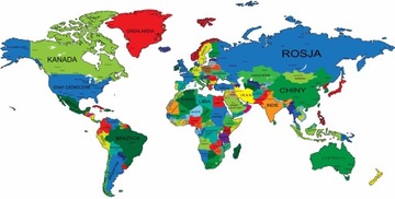 Naklejki na ścianę mapa świata kolorowa 120x240cm