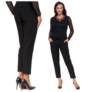 SPODNIE DAMSKIE Z WYSOKIM STANEM MORAJ ELASTYCZNE ELEGANCKIE MODNE M/L