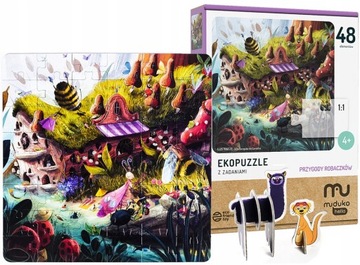 EKOPUZZLE PUZZLE Z ZADANIAMI KREATYWNE PRZYGODY ROBACZKÓW 48 el MUDUKO 4+