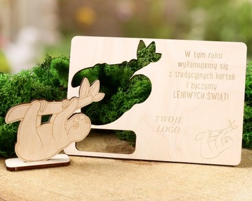 3D КОРПОРАТИВНЫЕ ДЕРЕВЯННЫЕ РОЖДЕСТВЕНСКИЕ ОТКРЫТКИ С ЛОГОТИПОМ