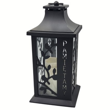 Черный светодиодный фонарь-свеча We Remember Candle Electric Cemetery 33 см