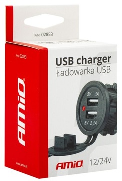 Ładowarka gniazda 2xUSB gniazdo zasilania 12V 24V