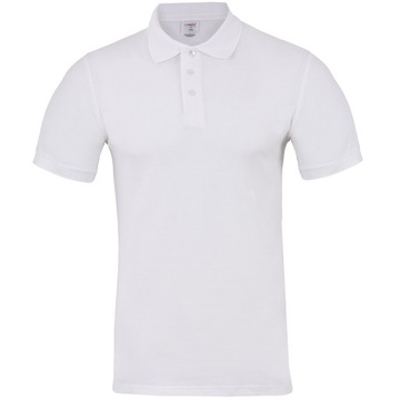 MĘSKA KOSZULKA POLO GŁADKA BAWEŁNA BIAŁA BASIC XXL