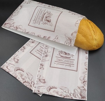 TOREBKI PAPIEROWE TORBY ŚNIADANIOWE 18X6X33 BIAŁA NADRUK