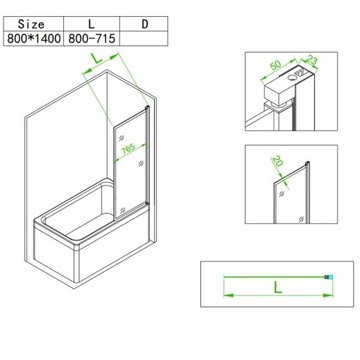PARAWAN NAWANNOWY PR03 CZARNY 80x140 CM 6 MM