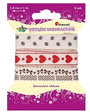 Wstążki dekoracyjne 3 wzory TITANUM SERDUSZKA
