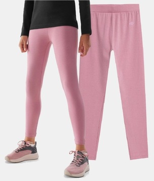 4F LEGGINSY DZIECIĘCE DZIEWCZĘCE DZIANINOWE BAWEŁNIANE