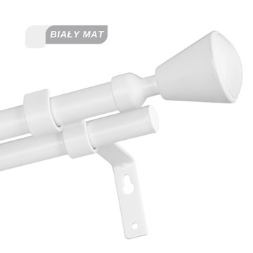 KARNISZ PODWÓJNY BIAŁY 200 cm / Ø 16 + 16 mm BOJANEK STUDIO LOFT MATOWY