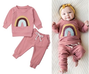 Komplet niemowlęcy bawełniany 2cz. bluza + spodnie z FALBANKAMI grubszy 74