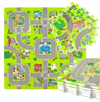 PUZZLE PIANKOWE MATA PIANKOWA EDUKACYJNA DLA DZIECI MIASTO ULICE DROGI 9EL