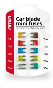 ZESTAW BEZPIECZNIKÓW MINIVAL 10 SZT 7,5A-30A