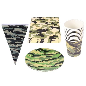 Camouflage Paper Plates Napkins Triangle 41 Pcs
