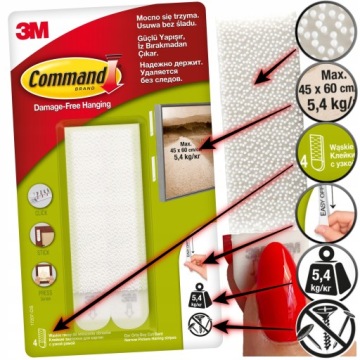 COMMAND 3M VELCRO БОЛЬШОЙ УЗКИЙ 8 ШТ. 17207