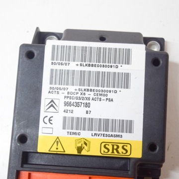 9664357180 MODUL AIRBAG CITROEN C6 TD 2.7 HDI 2007
