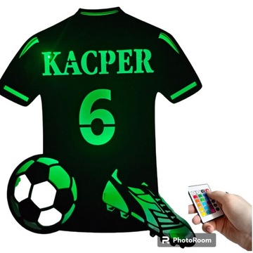PREZENT lampka led koszulka piłkarska piłka korki dla piłkarza imię numer