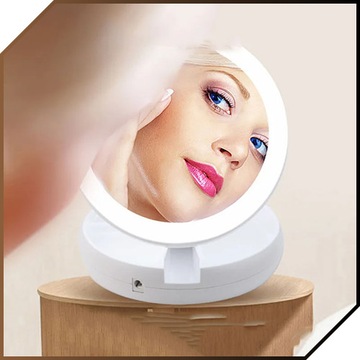 ДВУХСТОРОННЕЕ КОСМЕТИЧЕСКОЕ ЗЕРКАЛО СО СВЕТОДИОДНОЙ ПОДСВЕТКОЙ ДЛЯ ЖЕНСКОГО СТОЛА