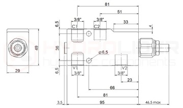 ПРОИЗВОДИТЕЛЬНОСТЬ ПРОТИВОБАЛАНСИВНОГО КЛАПАНА VBCL 3/8 40 Л ГИДРОЛИДЕР