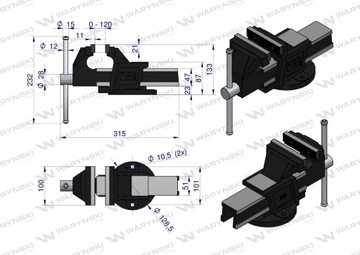 Imadło stałe 100mm żeliwo sferoidalne WARYŃSKI