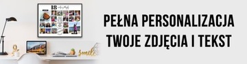 Подарочный плакат-коллаж на 18-й день рождения с вашими фотографиями + рамка А3