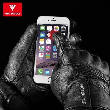 КОЖАНЫЕ ЗИМНИЕ МОТОЦИКЛОВЫЕ ПЕРЧАТКИ MOTOWOLF TOUCH