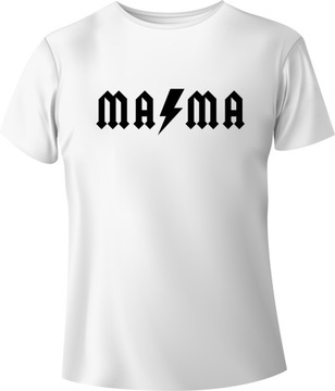 T-shirt ROCK N ROLL "MA MA" S Biały
