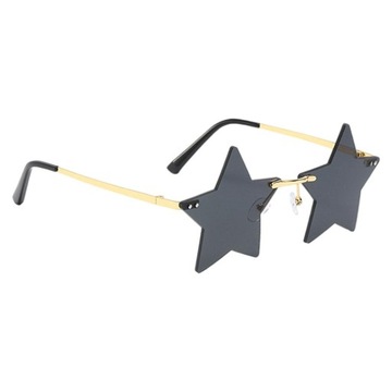 Slnečné okuliare Star Pentagram Party Bezrámové farebné okuliare čierno-šedé