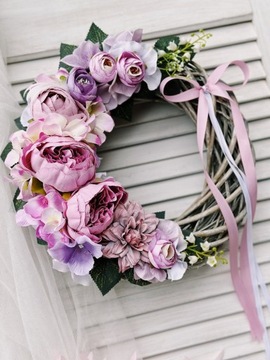 ВЕСЕННИЙ ЦВЕТОЧНЫЙ ВЕНОК ДЛЯ ДВЕРИ, ПЛЕТЕННЫЙ КРЕМ, ВЕНОК С РОЗОВЫМИ ПИОНАМИ