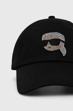 Karl Lagerfeld czapka z daszkiem bawełniana kolor czarny z aplikacją 236W34