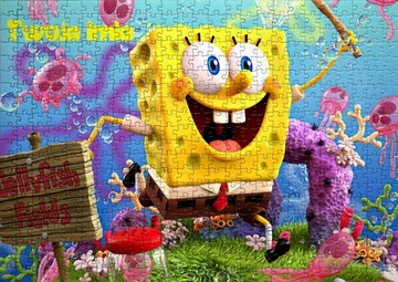 Puzzle z motywem Spongebob 96el + imię GRATIS - Różne Wzory!!