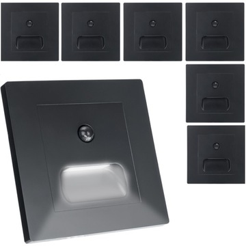 6x OPRAWA LED SCHODOWA NA SCHODY Z CZUJNIKIEM RUCHU I ZMIERZCHU 230V PUSZKA