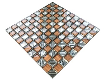 MOZAIKA SZKLANA COPPER ICE MIEDZIANA SREBRNA 8MM