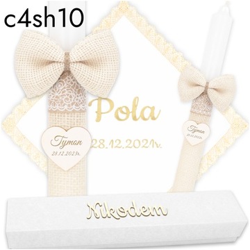 КРЕЩЕННАЯ СВЕЧА, ОДЕЖДА И ВЫШИВКА КРЕЩЕСТВЕННОЙ СВЕЧИ + БЕЛАЯ КОРОБКА в стиле БОХО