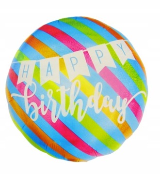 BALON FOLIOWY HAPPY BIRTHDAY URODZINY OKRĄGŁY 45CM