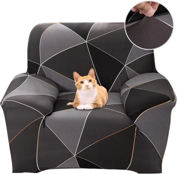 ELASTYCZNY ZESTAW SOF GŁADKA SOFA 1-OSOBOWA - SZARY-90-140CM