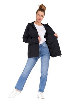 KURTKA PRZECIWDESZCZOWA Z KAPTUREM WIATRÓWKA LEKKA UNISEX MORAJ CZARNA XXL