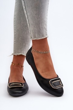 БАЛЕТКИ ЖЕНСКИЕ С ЭКО ДЕКОРАЦИЕЙ, ПЛОСКИЕ, КОМФОРТНЫЕ, ЧЕРНЫЕ 38