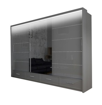 Шкаф-купе SYCYLIA 250, глянцевое зеркало + LED