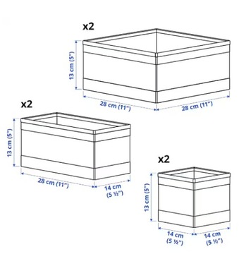 Набор коробок Ikea СКУББ, серый, 6 шт.