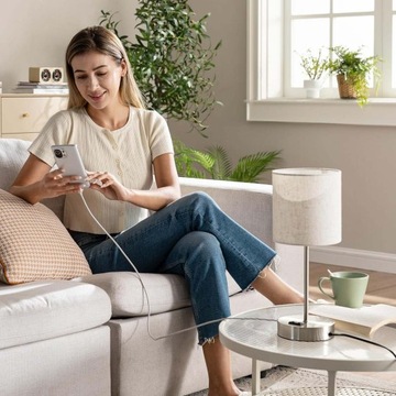 ЛЕННАЯ СВЕТОДИОДНАЯ НАСТОЛЬНАЯ ЛАМПА С СЕНСОРНЫМ УПРАВЛЕНИЕМ 3000K ЗАРЯДКА USB A/Type-C