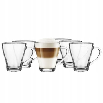 SZKLANKI GLASMARK 360ml DO KAWY LATTE Macchiato HERBATY Z UCHEM ZESTAW 6szt