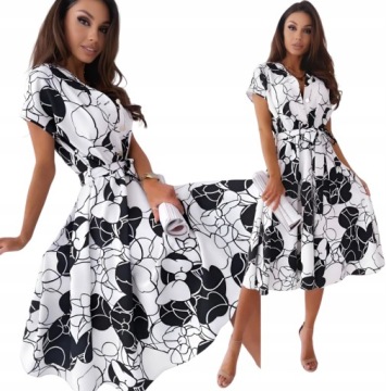 ELEGANCKA SUKIENKA VINTAGE SUKNIA MIDI WZORY KLASYCZNA STYLOWA 40 L