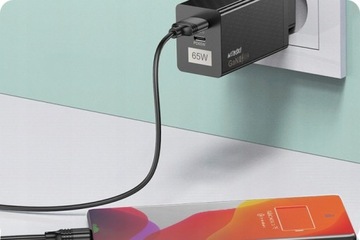 МОЩНОЕ ЗАРЯДНОЕ УСТРОЙСТВО USB/USB-C 65 Вт 20 В ДЛЯ iPhone iPad