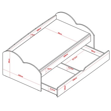 СТАНДАРТНАЯ КРОВАТЬ 200/90 С ЯЩИКОМ + МАТРАС