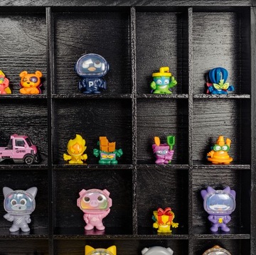 Черная полка для мелочей, большой деревянный органайзер для коллекций, 51 отделение.