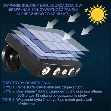 LAMPA SOLARNA Z CZUJNIKIEM RUCHU 5M 3W1 - ŻÓŁTY