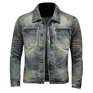 Wyrazista haftowana kurtka jeansowa w stylu vintage