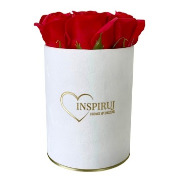 Цветочная коробка с мыльными цветами Подарок цветы мыло роза Велюровая коробка